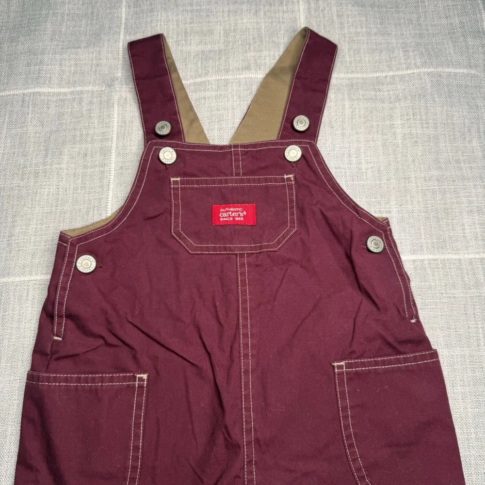 Carter's Y2K Dinosaur Basketball Overalls 12-18 Months Maroon - Picture 5 of 10